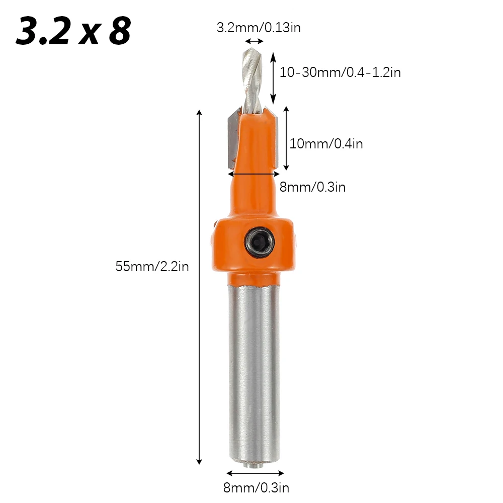 

5Pcs 8mm Drill Bit Set Shank HSS Woodworking Countersink Router Bit Set DIY Carpentry Tool Wood Drill Bit Power Tool Accessories