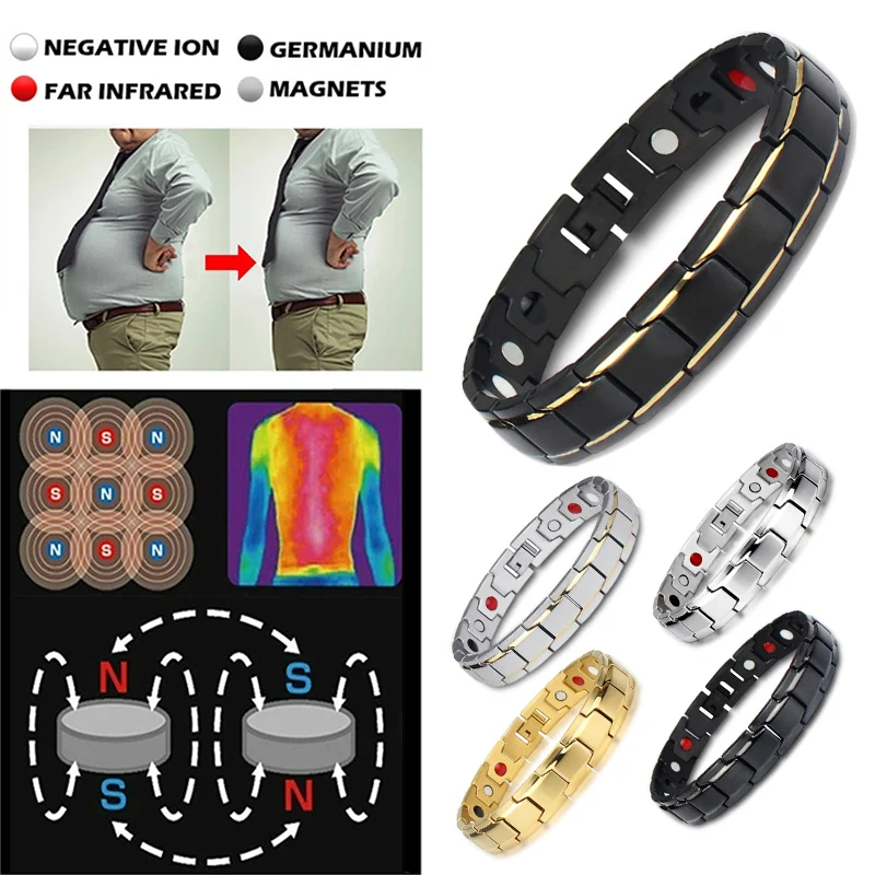 

1pc Unisex Weight Loss Round Fashion Unisex Black Stone Magnetic Therapy Health Care Bracelet Hematite Black Stone Bracelets