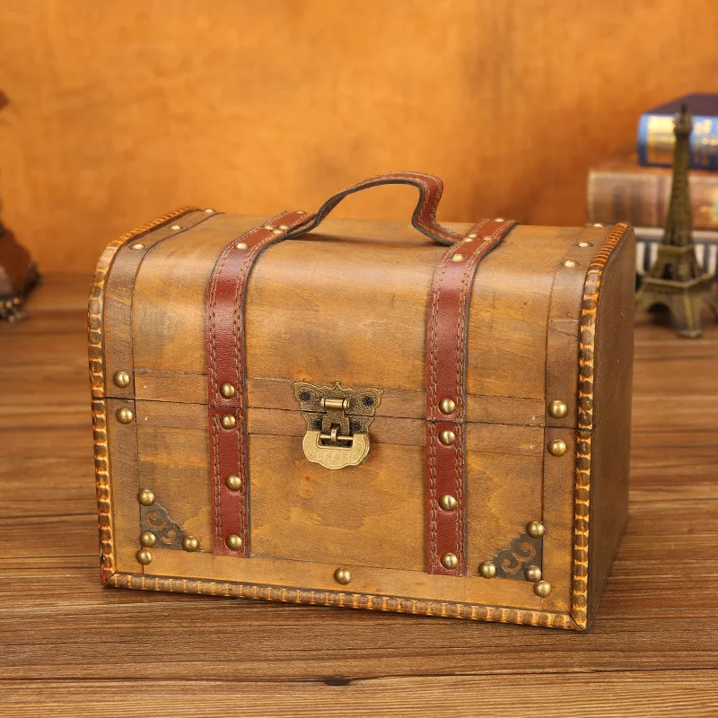 Деревянный ящик для хранения пиратских украшений в стиле ретро чехол с замком