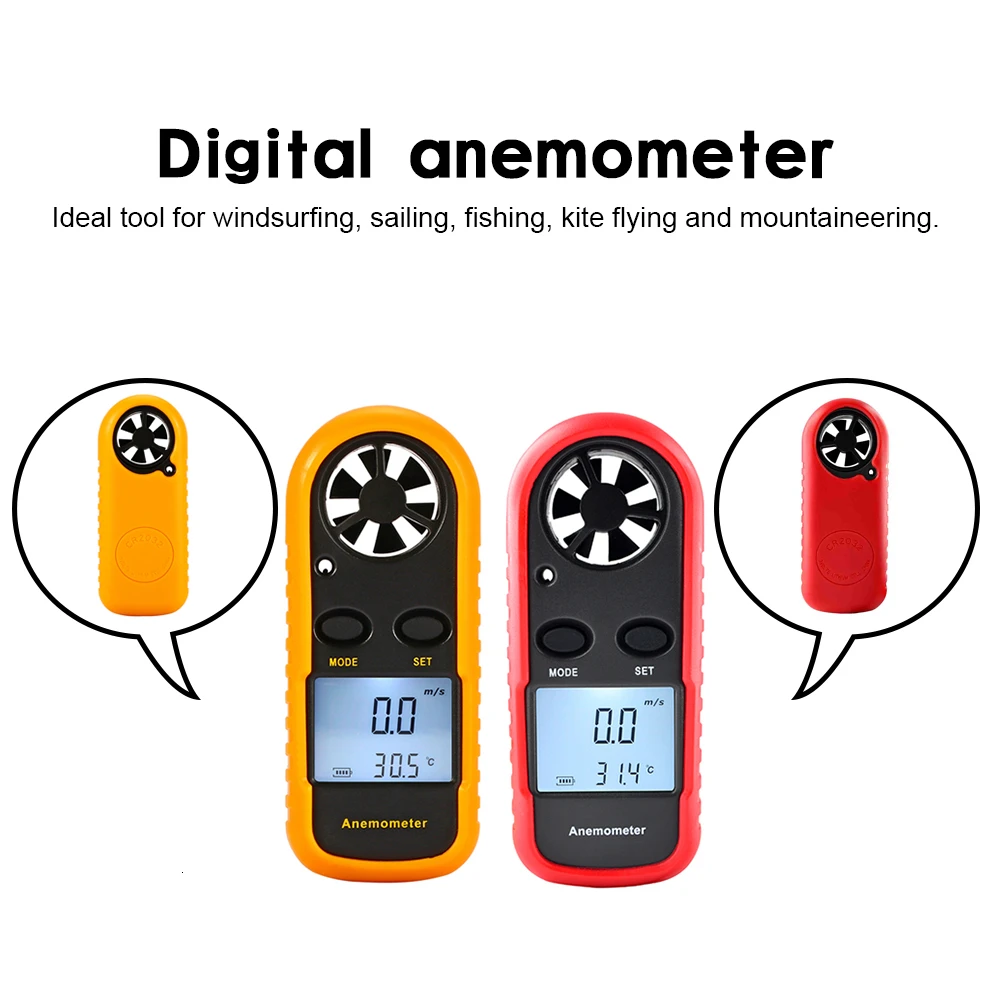 Портативный мини цифровой анемометр термометр измеритель скорости ветра