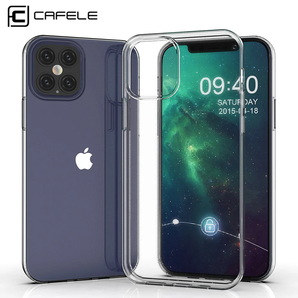 Прозрачный чехол Cafele для телефона iPhone 12 11 Pro Max Xs XR SE 2020 мягкий из ТПУ полная защита