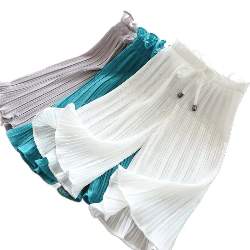 

Children's Pants Summer New Girls Casual Wide Leg Pants Lace Chiffon Waist Baby Anti-mosquito Casual Kids Leggings Clothes