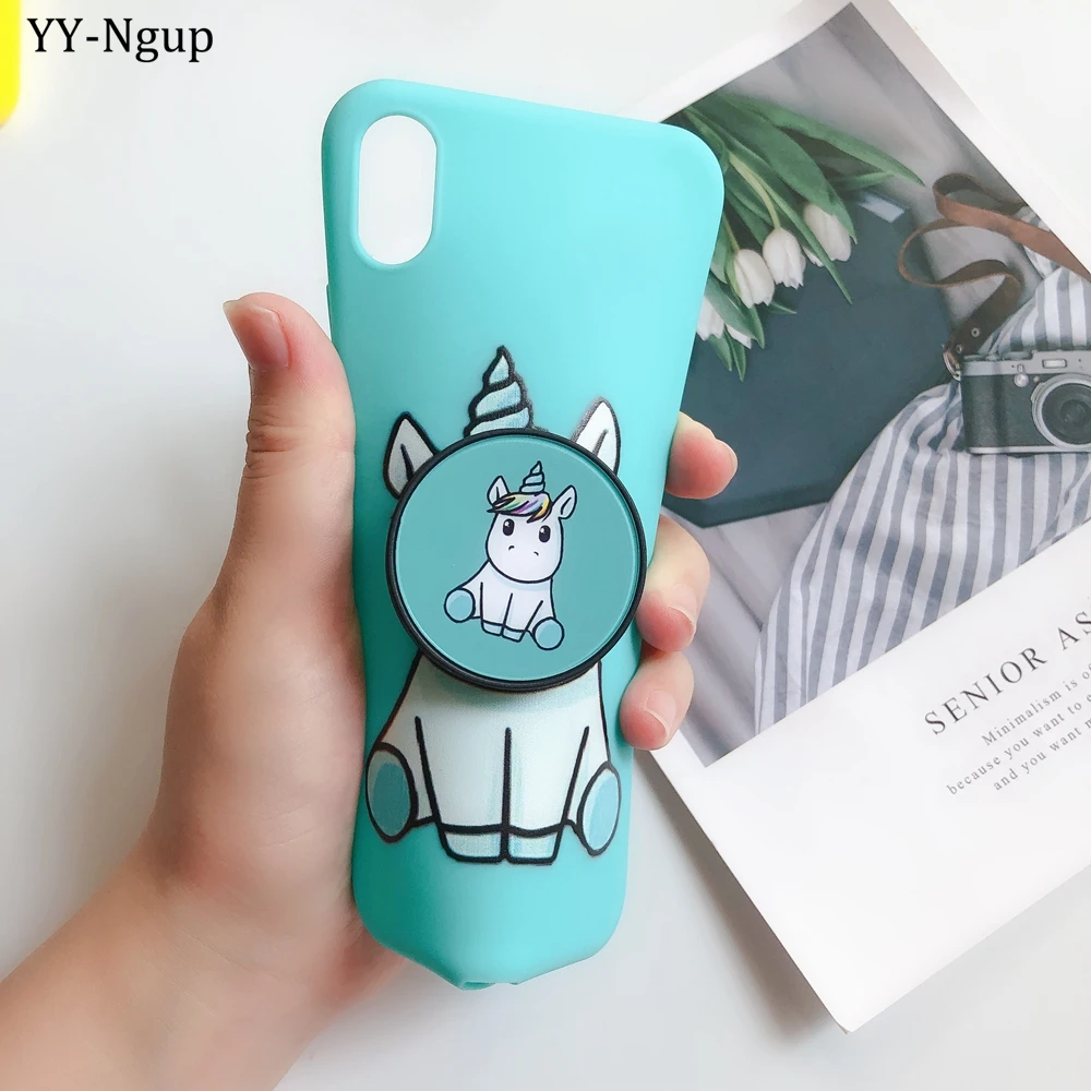 Для iPhone 7 i Phone 8 Plus чехол Kawaii подставка держатель Единорог силиконовый чехол для iPhone X XR XS Max 5 5S SE 6 6S 7 Plus чехол для женщин