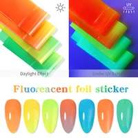 10pcs fluorescent nail art foil transfer stickers set summer glitter colorful nail art decals diy decoration for manicures