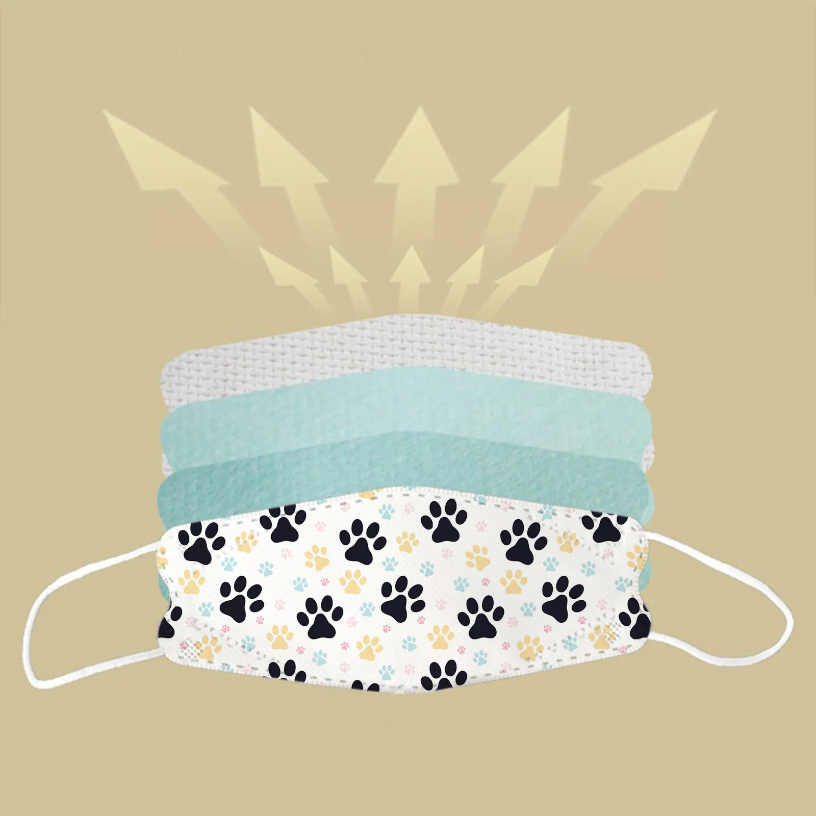 

50PCS Adult Cute Dog Footprint Mask Disposable Face Mask 3ply Ear Loop Mondkapje Mondkapjes Mascarillas Infantiles Desechables