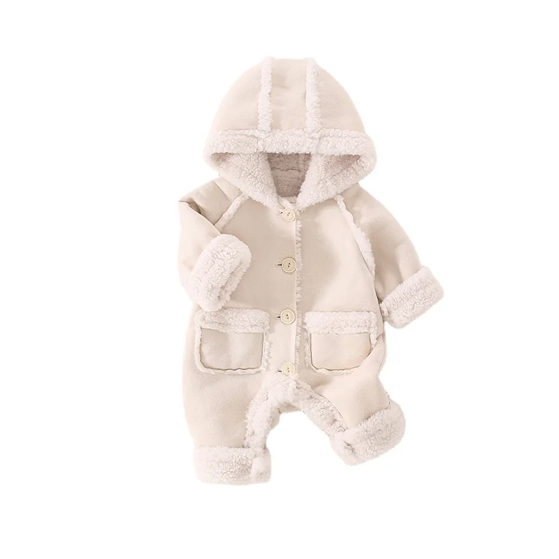 

Детская одежда, модный флисовый комбинезон для маленьких девочек и мальчиков, осенне-зимняя куртка, искусственное пальто, костюм, комбинезо...