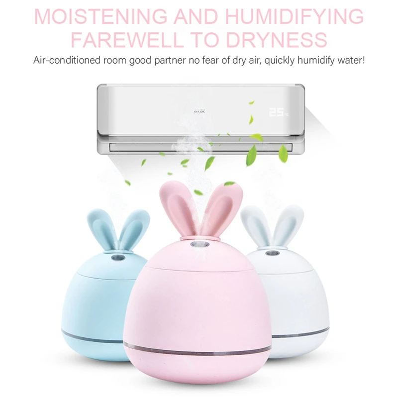 

200ML Mini Air Humidifier Cute Rabbit USB Aroma Essential Oil Diffuser Car Office Air Purifier Mist Maker