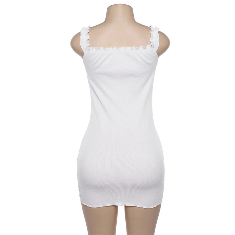 

Summer 2021 Fashion Women Sexy Party Dresses Slim Wooden Ear Strap Dress Solid Color Slim Off Shoulder Bag Hip Dress Ropa Mujer