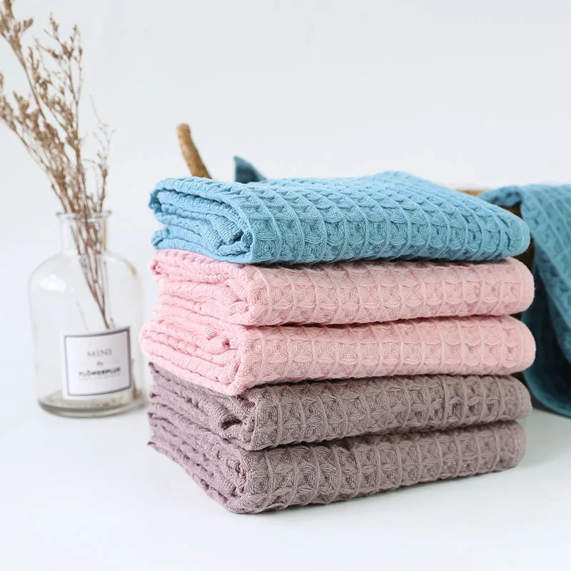 4PCS Cotton Waffle Hand Towels For Adults Plain Washcloth Face Care Bathroom Cotton Waffle Towel 34.5x74cm