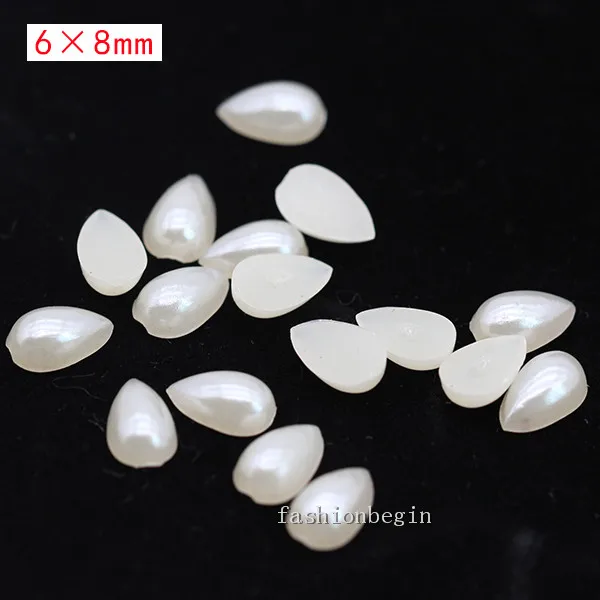 100p 6x8mm drop Имитация жемчуга цвета слоновой кости для скрапбукинга, украшения для рукоделия, украшения для ногтей, изготовление свадебных открыток, сшитые бусины для одежды, разные формы - Цвет: 100p 6x8mm drop