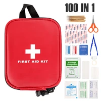 100 in 1 green mini safe camping hiking car first aid bag kit emergency kit treatment pack outdoor wilderness survival dropship