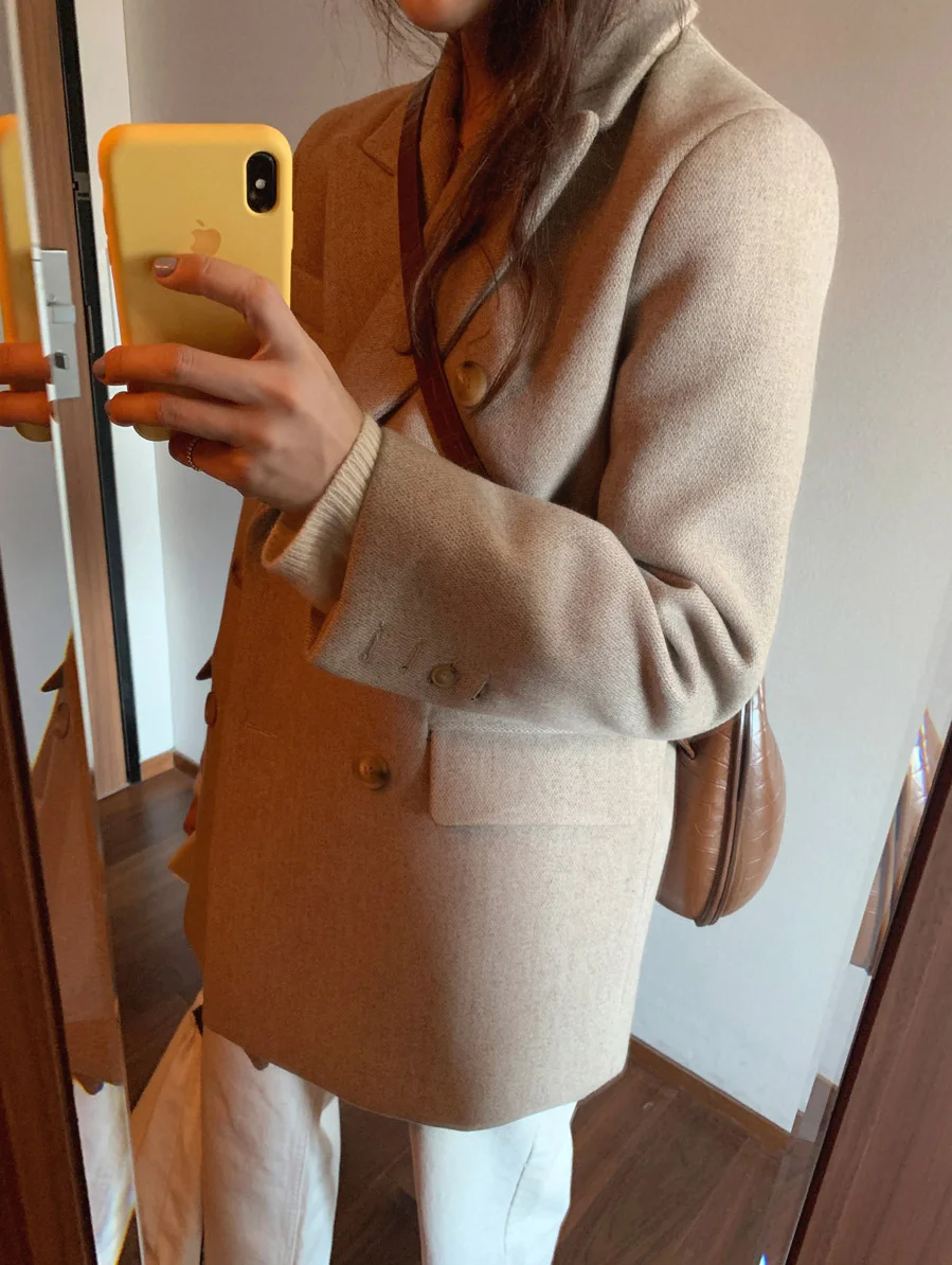 НОВАЯ шикарная шерстяная Женская куртка офисная Дамская Рабочая двубортная