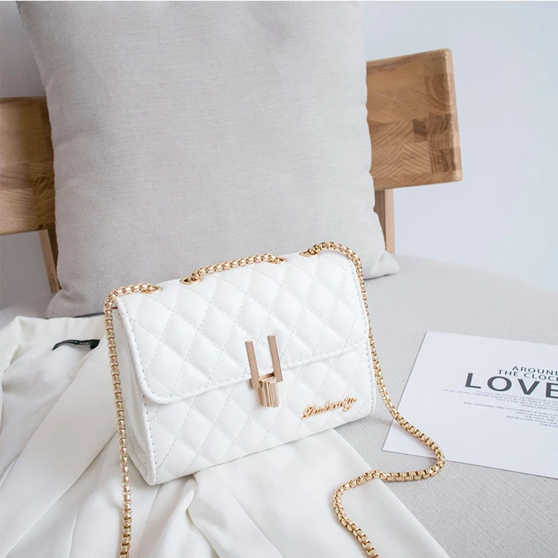 

PU Leather Purses and Handbags for Women 2021 Designer Luxury Fashion New Girls Female Shopper Classic Diamond Chain Bag Wallets