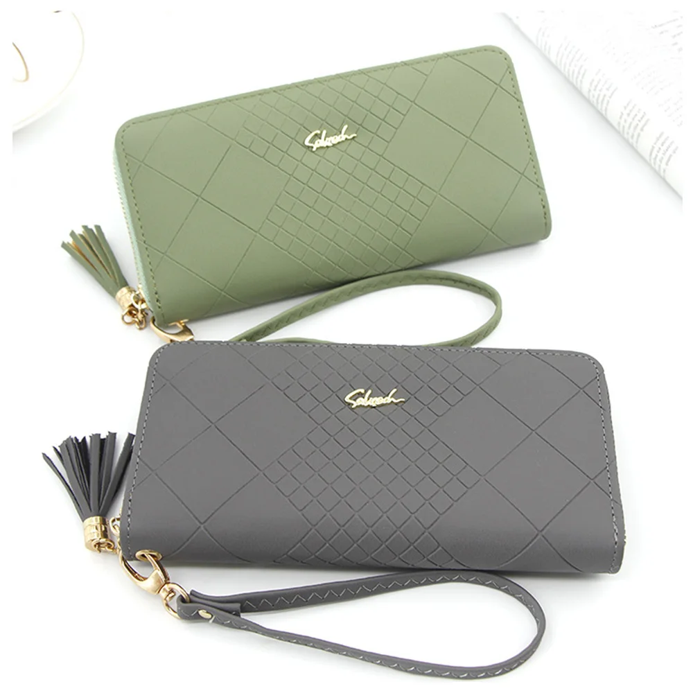 Женский клетчатый кошелек длинный вместительный клатч на молнии с отделением