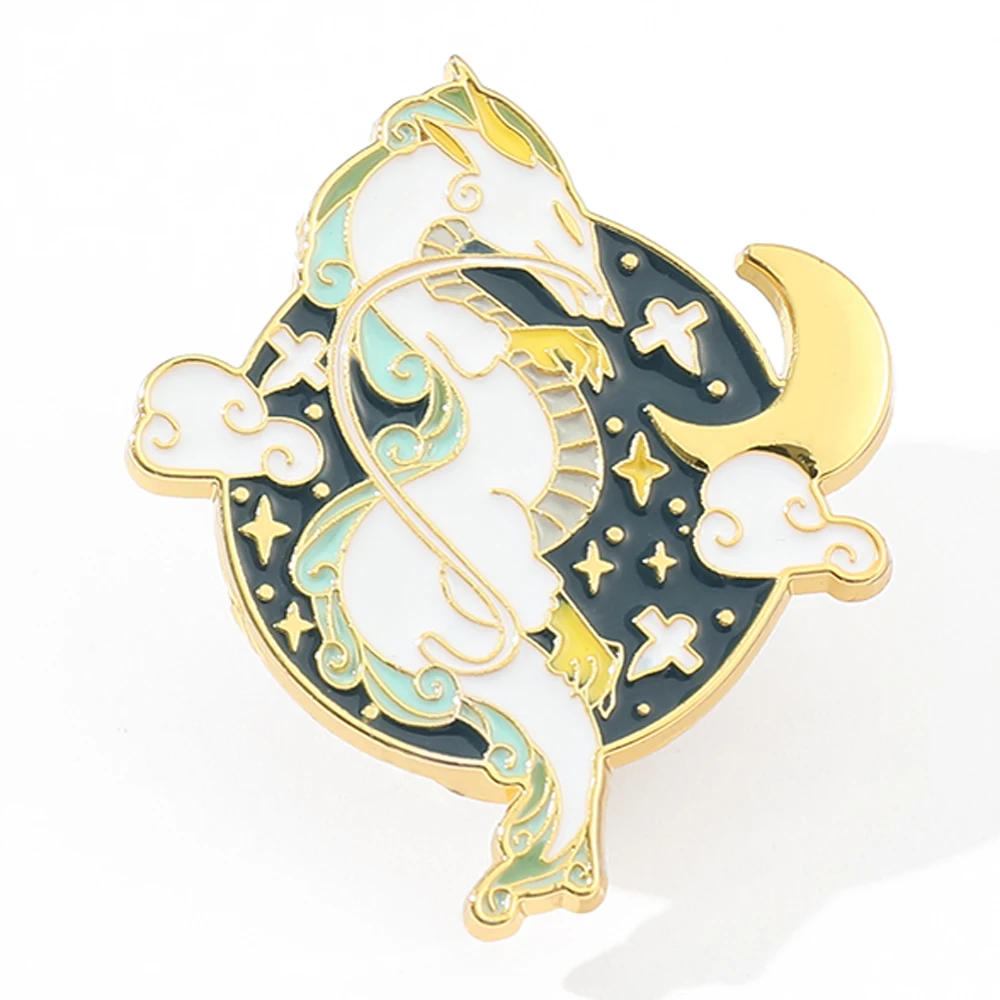 Япония Хаяо миядзяки Аниме Унесенные призраками брошь в виде звезды и луна белый