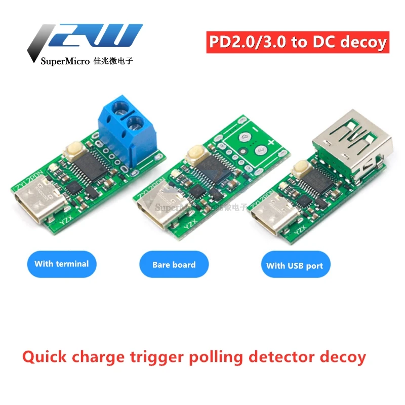 USB C Type PD2.0 PD3.0 to DC Spoof Detector с триггером быстрой зарядки PD блокнотный Модуль платы