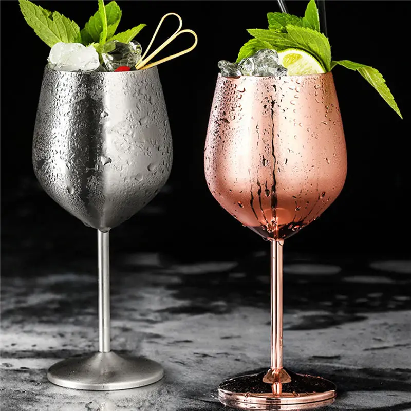 Бокал для вина из нержавеющей стали es серебристый розовое золото бокалы сока