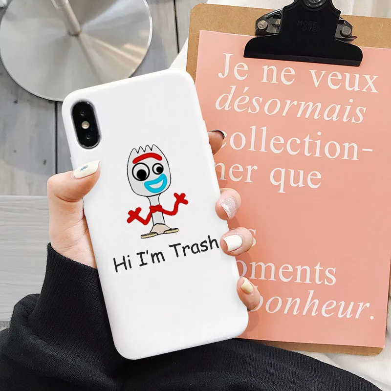 Forky мультфильма «История игрушек», чехол для телефона для samsung Galaxy S10 S9 S8 S7 S6 рlus Lite край мягкая задняя крышка футболка с изображением персонажей видеоигр Coque - Цвет: Color 1White