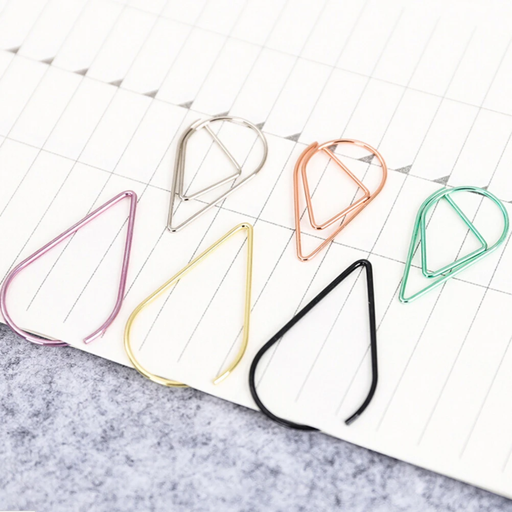 

1.5*2.5cm 10PCS Modeling Paper Clips Metal Water Drop Shape Bookmark Memo Office School Stationery Supplies Marking Clip