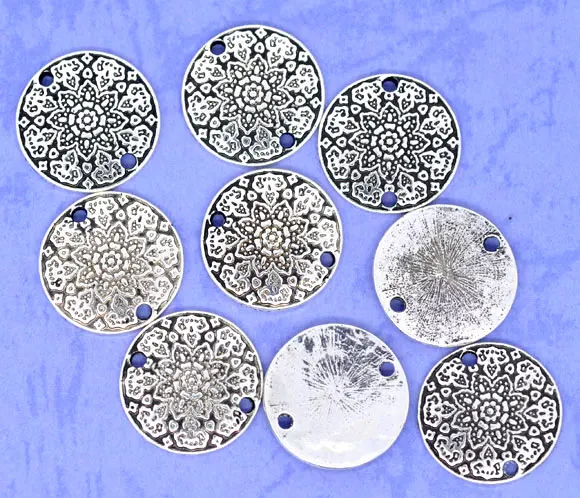 

Коннекторы DoreenBeads из цинкового металлического сплава, круглые Серебристые коннекторы с цветком, диаметр 19 мм (6/8 дюйма), 3 шт.