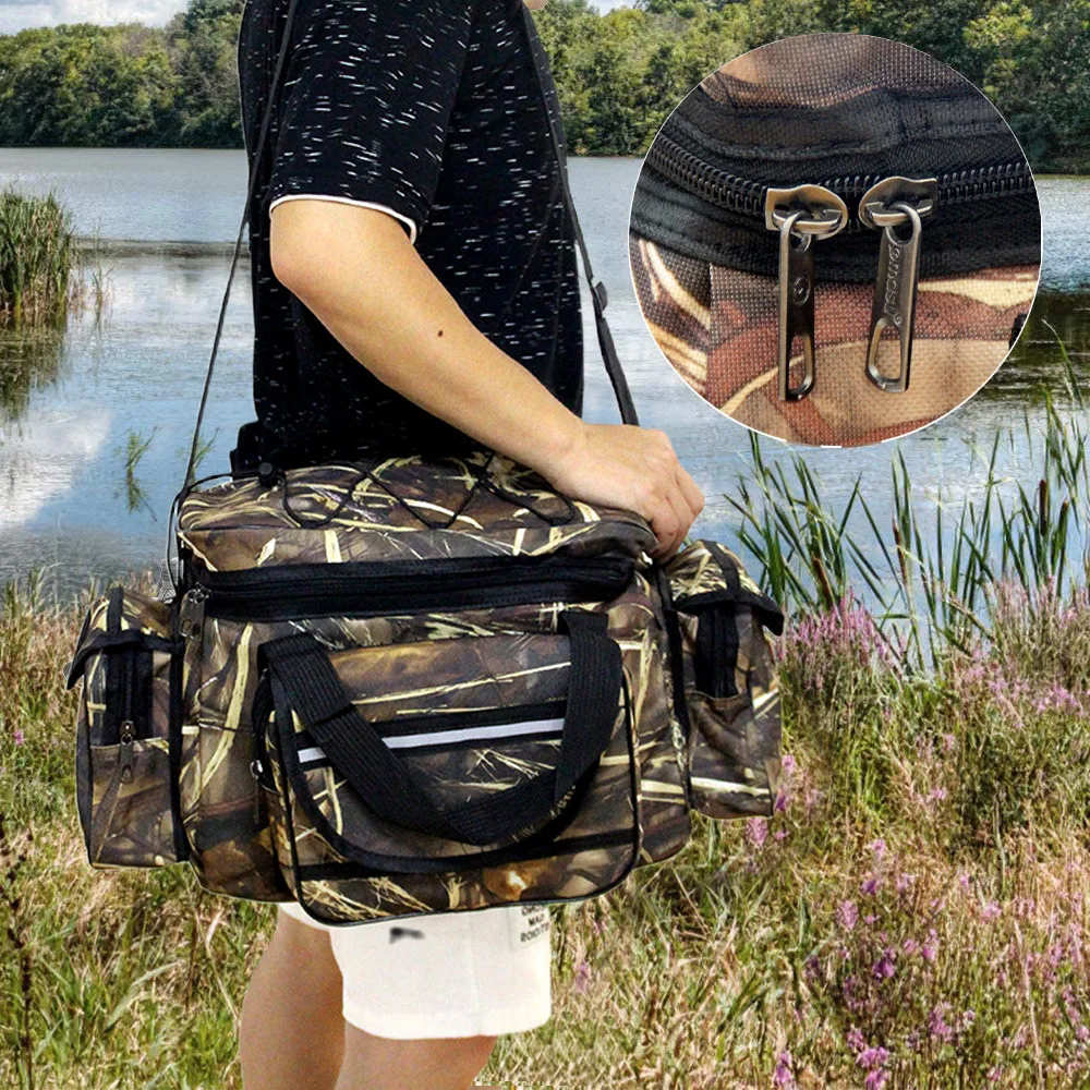 

Outdoor Tackle Bag Waterproof Large Capacity Bait Hook Boat Fishing Tools Shoulder Storage Bag for Travel Hiking Camping