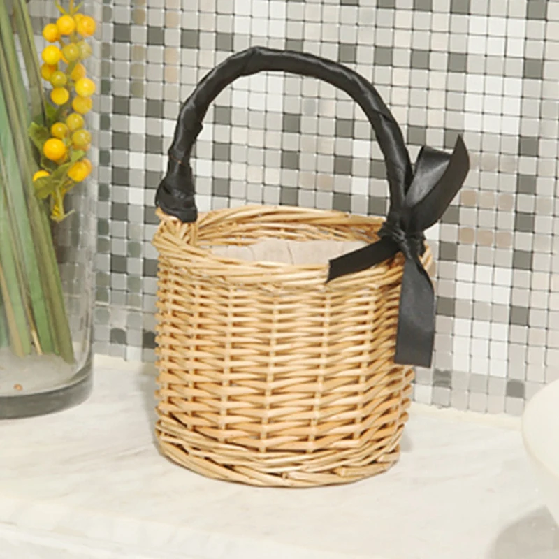 Picnic Basket Mini Wicker Hand Fruit Packaging Decorative Prop | Дом и сад