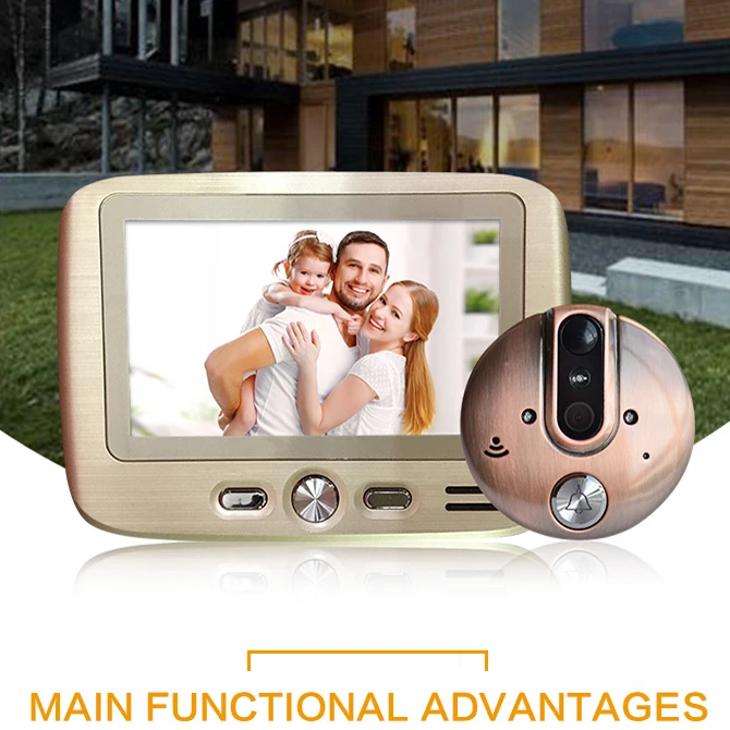 4.3 Inch Lcd Color Screen Video-Eye Door Viewer Ir Night-Vision Visual Door Peephole Camera Photo / Video Digital Doorbell Cam