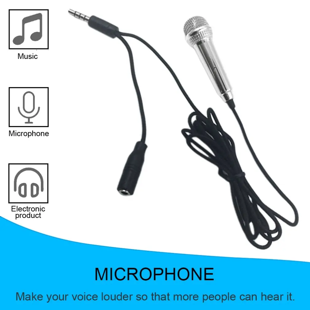 

Portable Aluminum Alloy Mini 3.5mm Wired Microphone for Mobile Phone Tablet PC Laptop Speech Sing Karaoke For IPhone