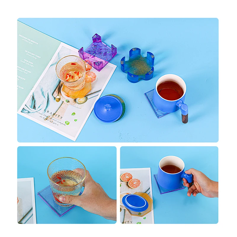 

Coaster Storage Silicone Mold DIY Epoxy Mold Flower Shape Square Coaster Storage Box Silicone Mold Resin