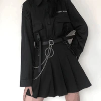 houzhou gothic pleated skirt women black goth high waisted a line mini skirts korean fashion harajuku punk streetwear e girl