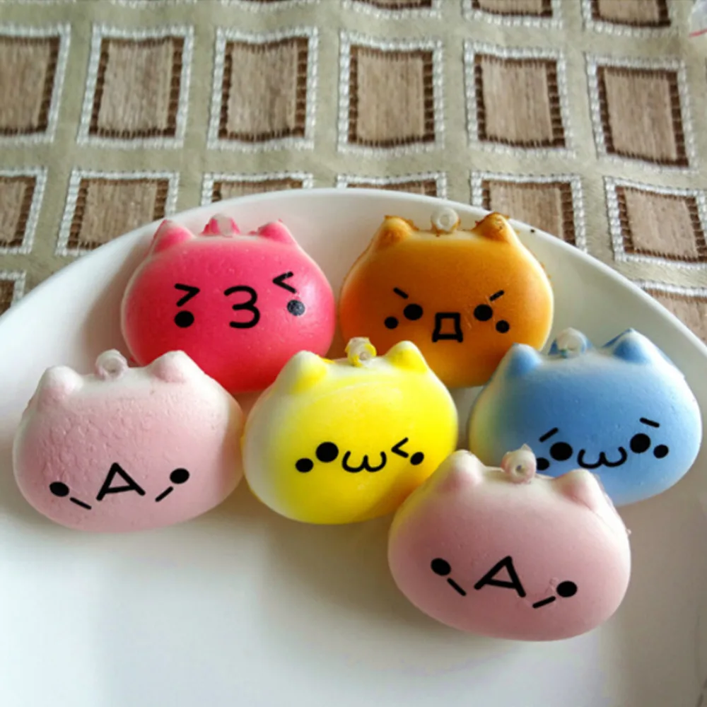 4 см мультяшный Кот сжимаемые амулеты Kawaii булочки хлеб сотовый телефон ключ сумка