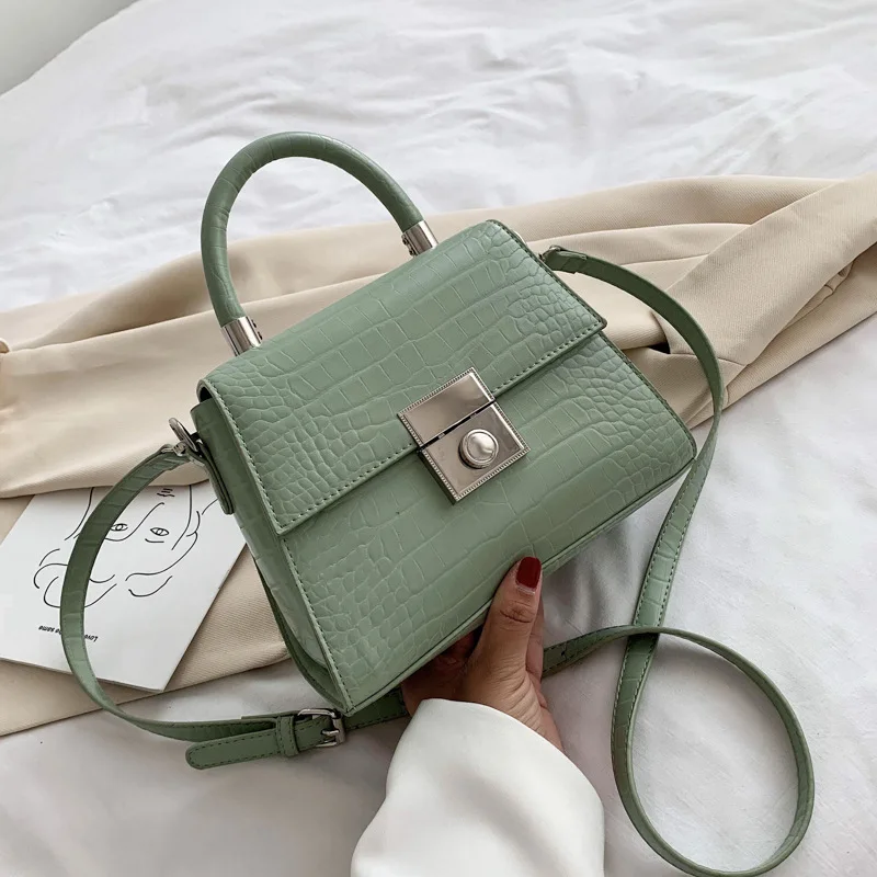 

RanHuang New 2021 Fashion Women's Flap Pu Leather Small Handbags Girls Alligator Shoulder Bags Green Messenger Bags A1832