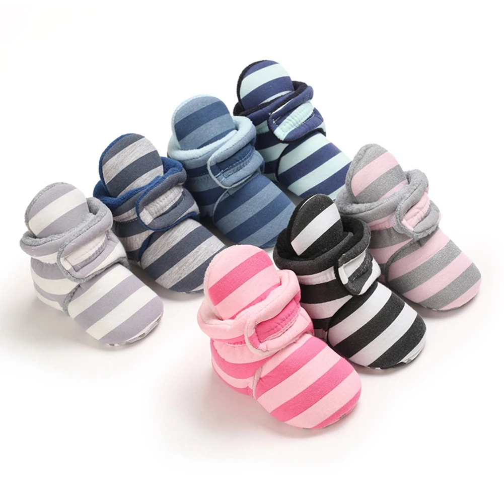 

Зимние ботинки для маленьких мальчиков и девочек, Нескользящие, в полоску