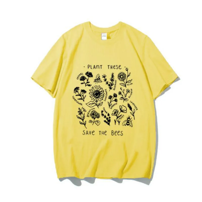 Растение этих женская футболка в стиле Харадзюку Повседневная спасение пчел