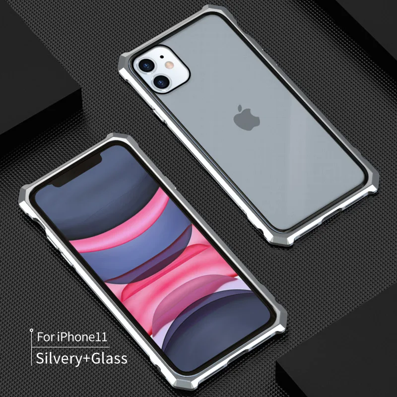 Роскошный металлический корпус для iphone 11 Pro Max, задняя крышка из закаленного стекла для iphone 11 Pro, алюминиевая рамка для iphone 11