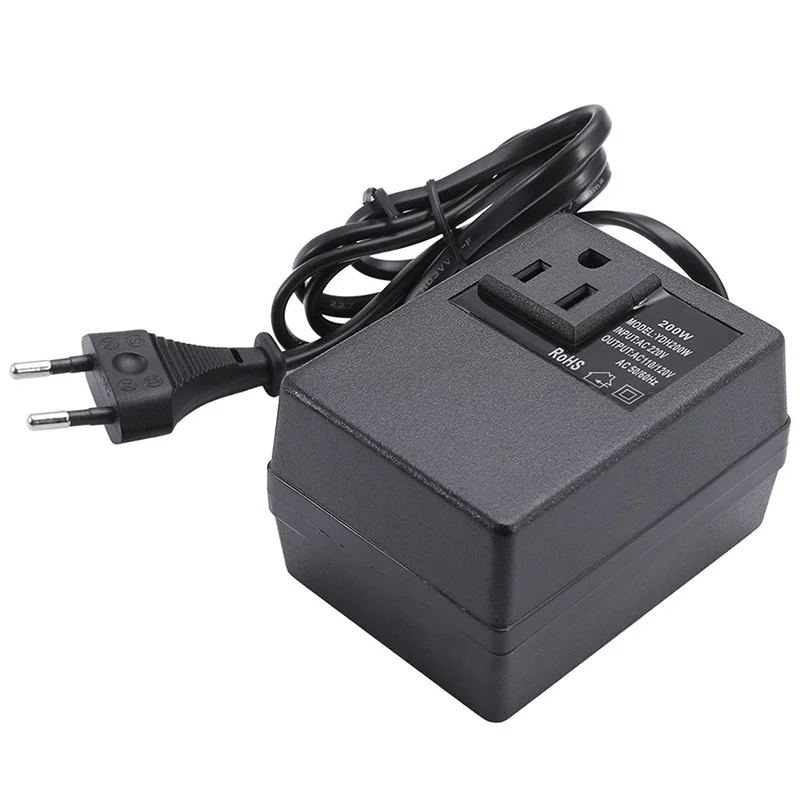 200W Напряжение преобразователь 220V до 110V Шаг вниз путешествия трансформатор