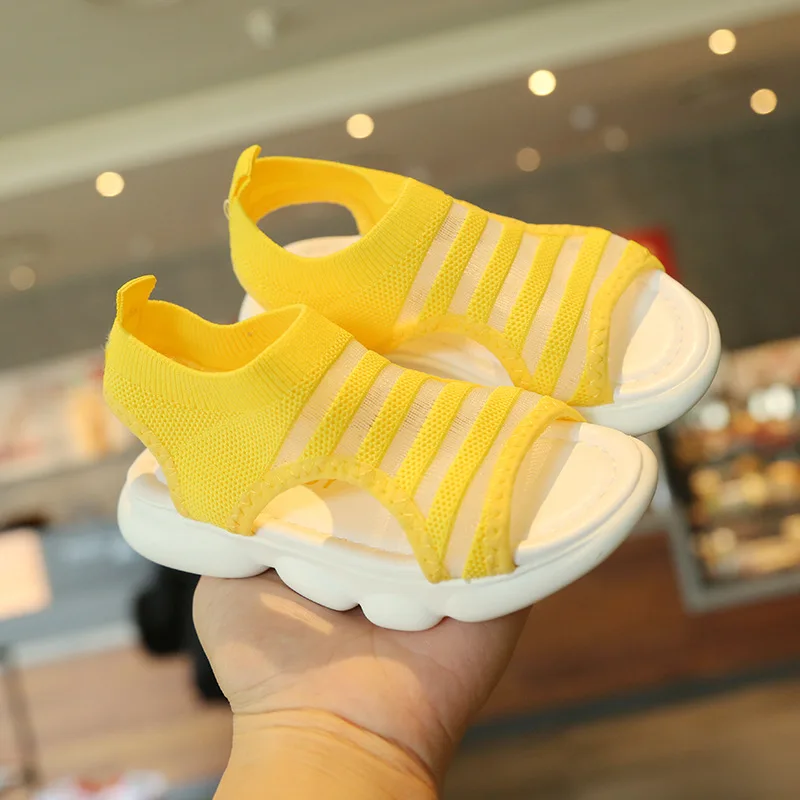 

Kids Sandals Summer Fashion Stripe Net Cloth Breathable Boys Sandals Children Girls Beach Sandals Non-slip SMG170