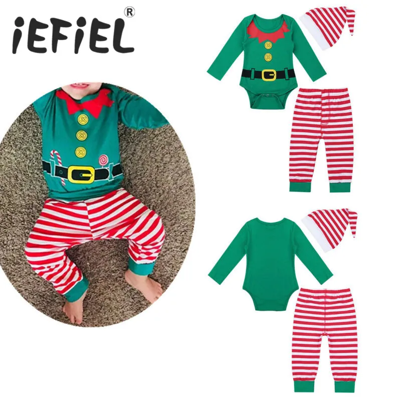 

Осенний Рождественский Новогодний комплект одежды для маленьких мальчиков и девочек, Ромпер брюки для маленьких мальчиков и девочек одежд...