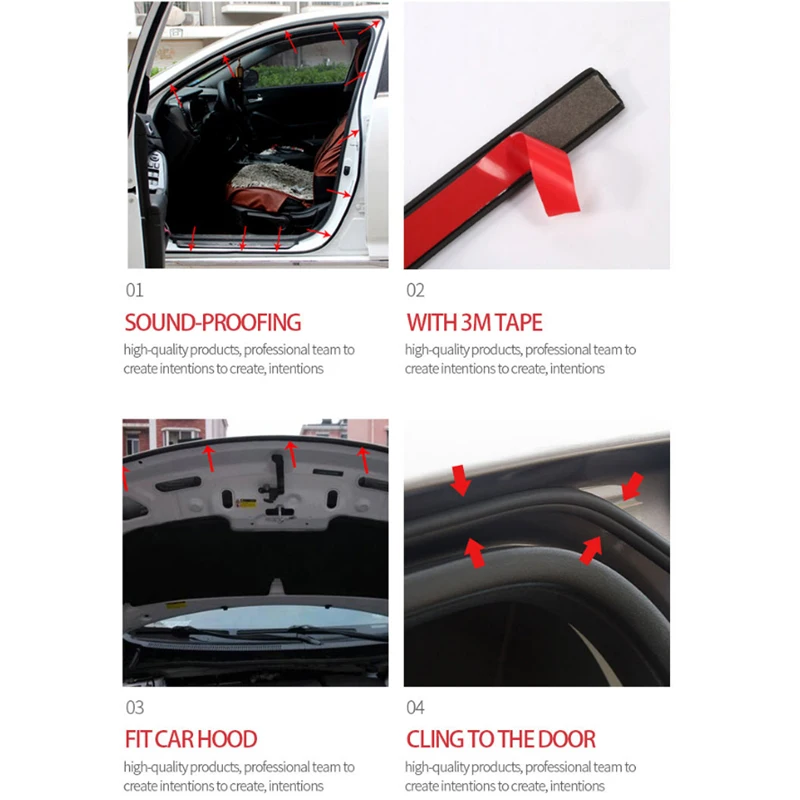 Car Door Seal Strip Auto Rubber Seals Strips Noise Insulation Soundproofing Weatherstrip Protector Trunk Edge Stickers | Автомобили и