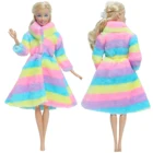 Один комплект, разноцветная Мягкая Шуба с длинными рукавами, платье, зимняя теплая повседневная одежда, аксессуары для куклы Барби, игрушки для рукоделия