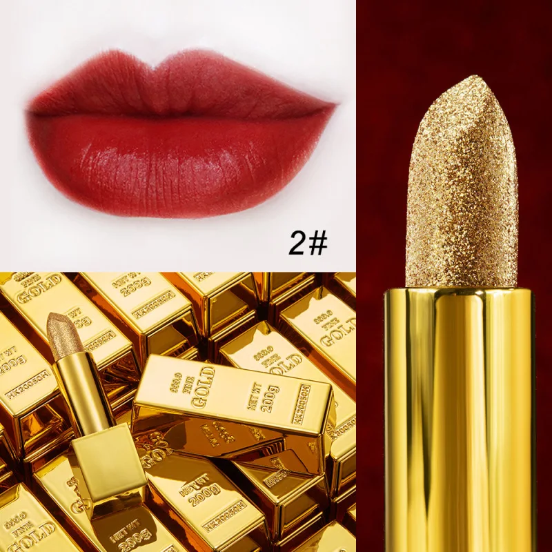 

Moisturizing Waterproof Nude Glitter Lipstick Makeup Long Lasting Velve Red Mermaid Sexy Shimmer Lip Stick Cosmetics Beauty