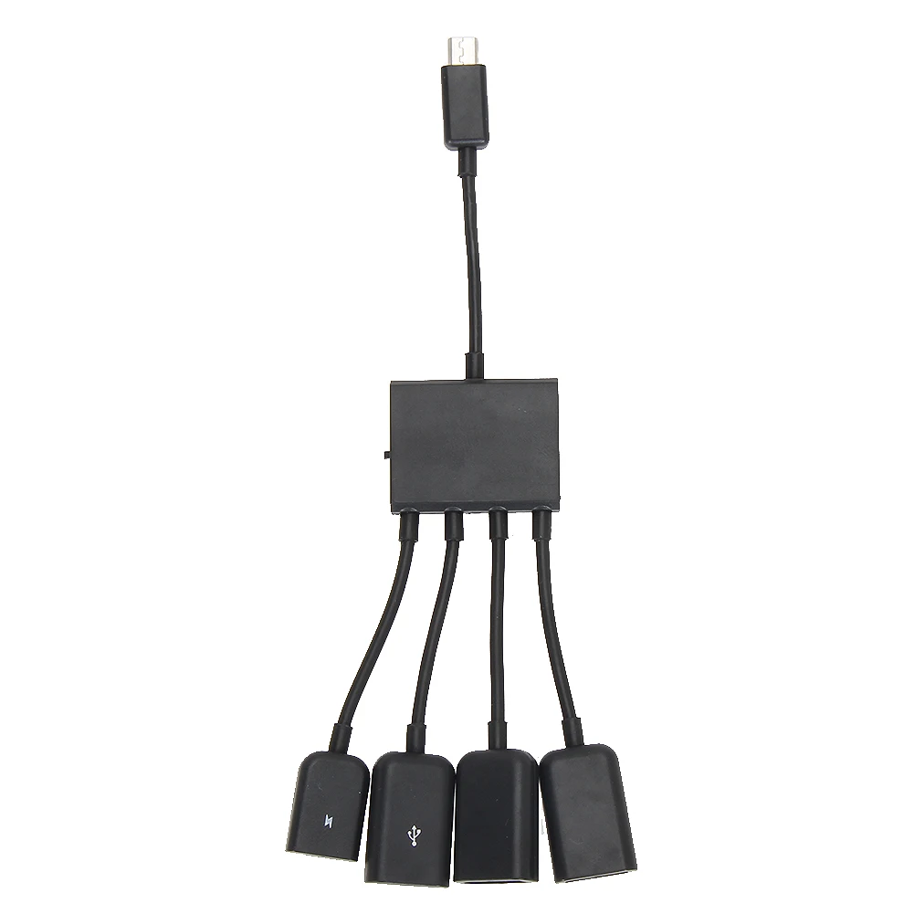 Универсальный черный 4-портовый зарядный OTG-концентратор ALLOYSEED с Micro USB для
