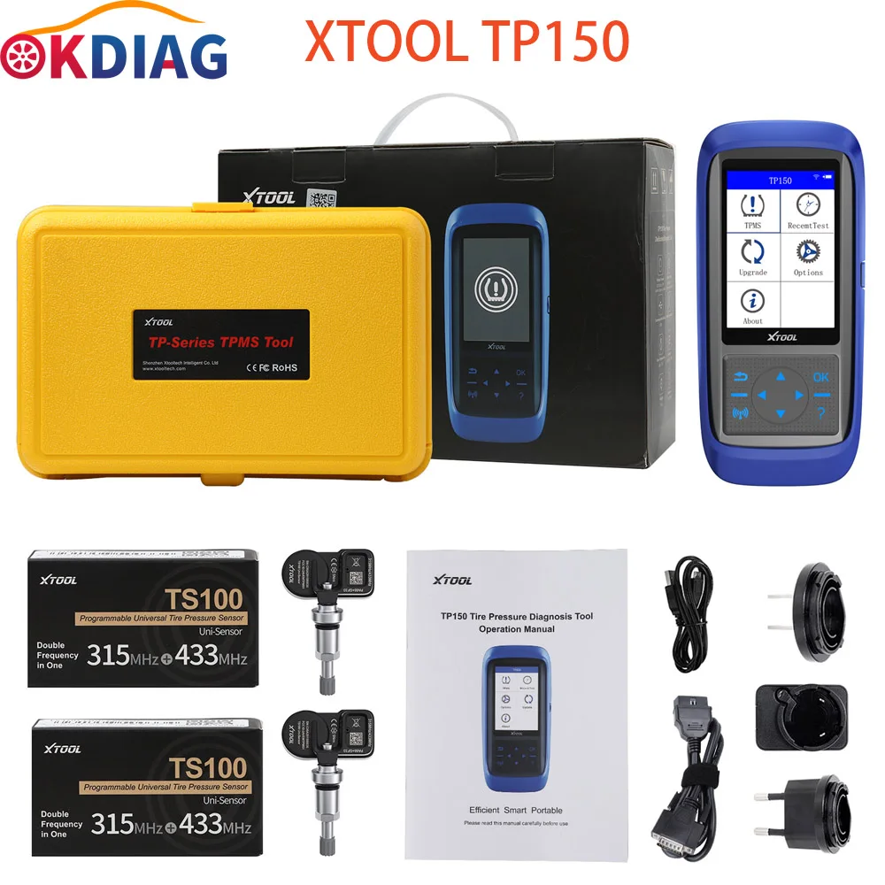 

XTOOL TP150 Tire Pressure Monitoring System OBD2 TPMS Scanner Tool with 315&433 MHZ Sensor