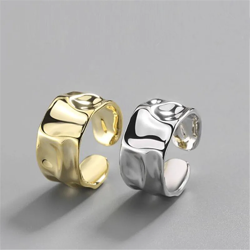 

925 Sterling Silver Adjustable Geometric Irregular Rings For Women Prevent Allergy Ring For Female Anillos jz268