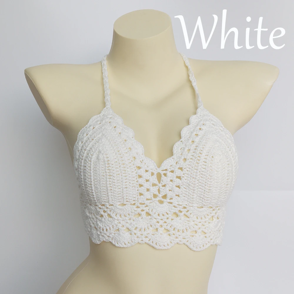10 Colors Have Lining Womens Bikini Top Sexy Crochet Knit Separate Female Swimsuit Push Up Bra Beachwear Plus Size Bathing Suits