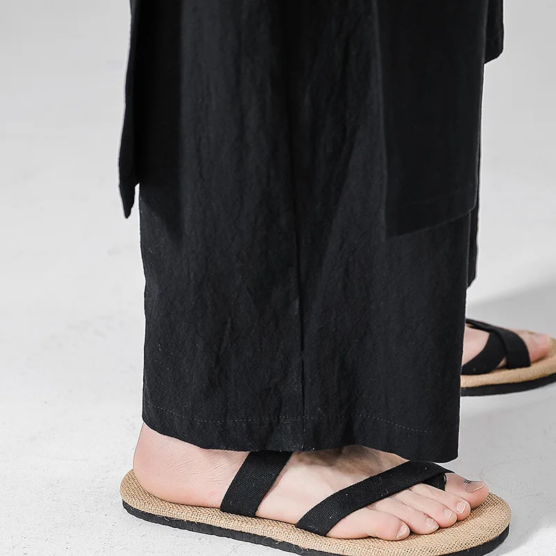 

Japanese Streetwear Men's Joggers Pants Harajuku Cotton Linens Loose Straight Pants Chinese Style Casual Trouser Men's Clothing