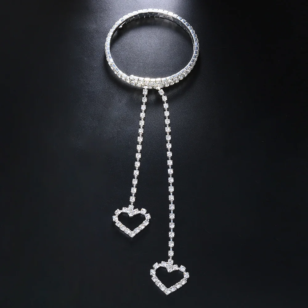 Stonefans Glint Heart Стразы браслет на руку цепочка свадебный аксессуары для свадебного