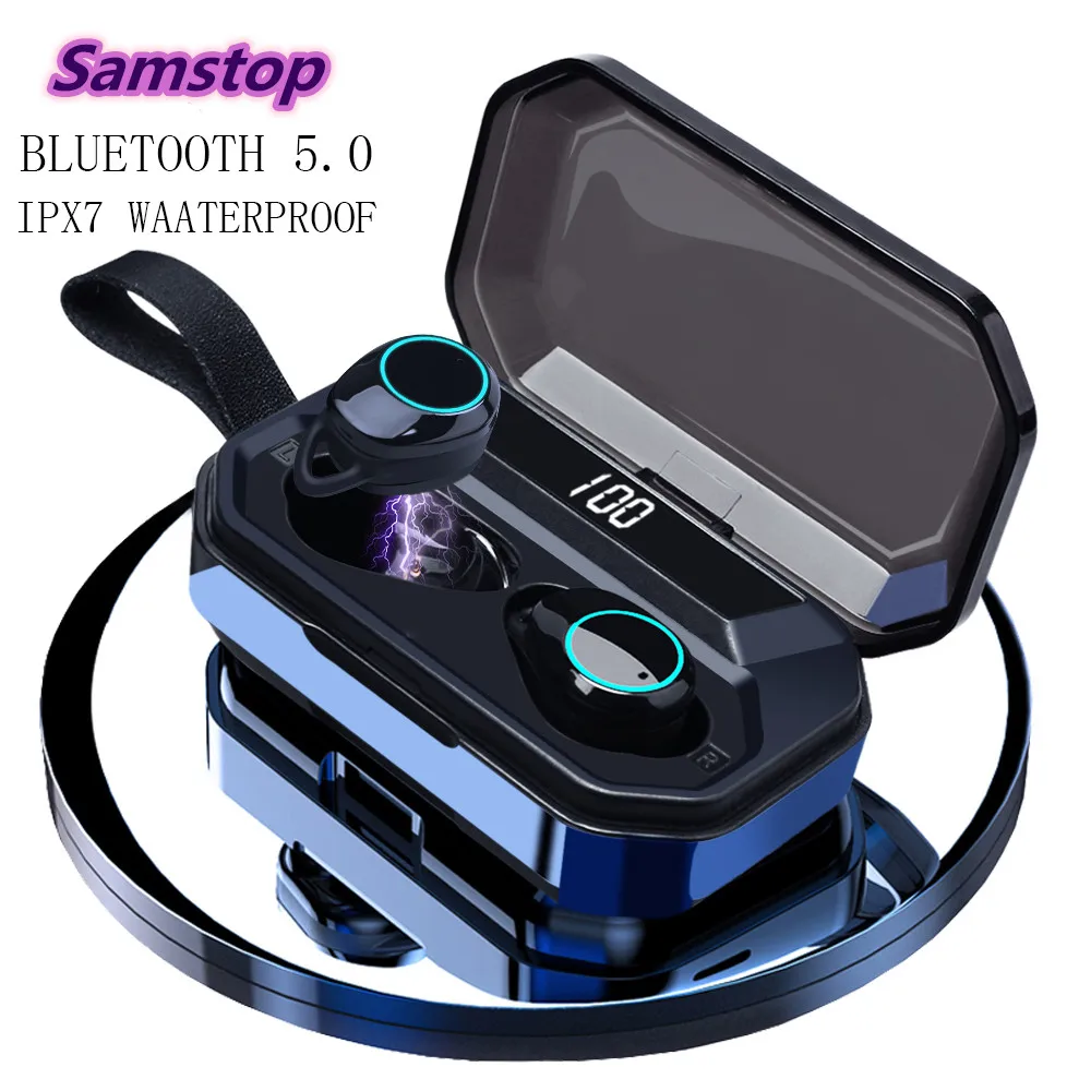 G02 наушники вкладыши TWS с 5 0 Bluetooth 9D стерео Беспроводной IPX7 водонепроницаемые 4000