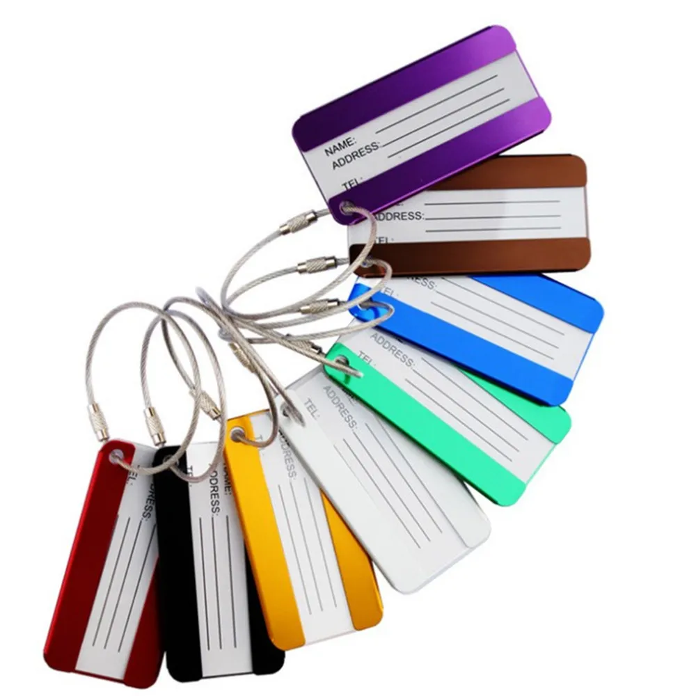 

Travel Accessorie Luggage Tags Aluminium Suitcase ID Address Name Card Straps Holder Portable Women Men Passport Cover Label Tag