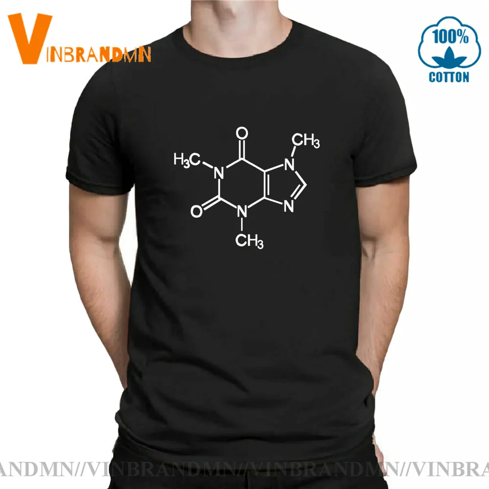 

Мужские летние хлопковые футболки с коротким рукавом, мужские футболки с принтом Шелдона, кофеина, молекулярная формула, наука, химия, теория больших групп, футболка